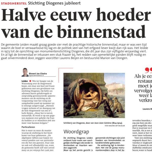 Een fragment uit het interview in het Leidsch Dagblad